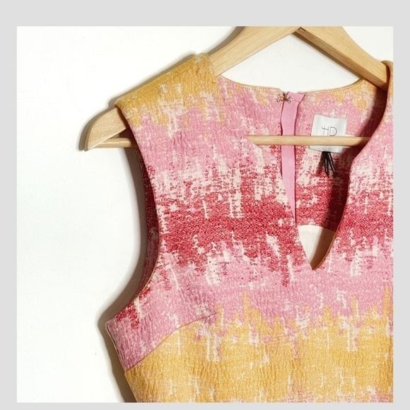 Anthropologie HD In Paris Strata Sheath Dress Sleeveless Cotton Notch V Neck 0 - Picture 6 of 11